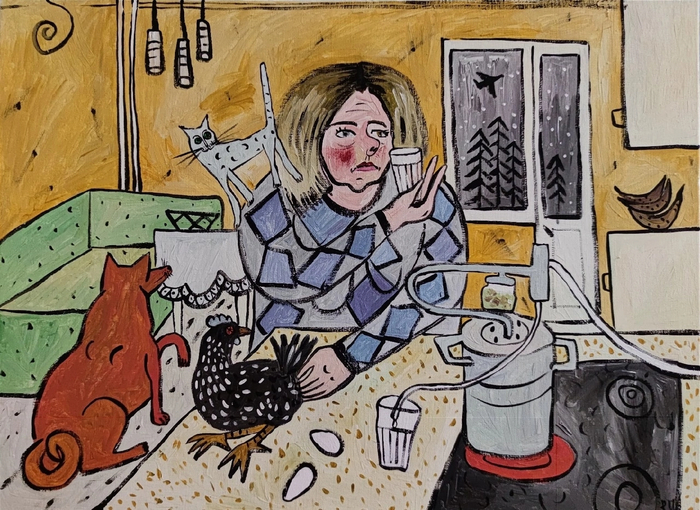 "Автопортрет на кухне в любимом свитере" х/а 65/85
