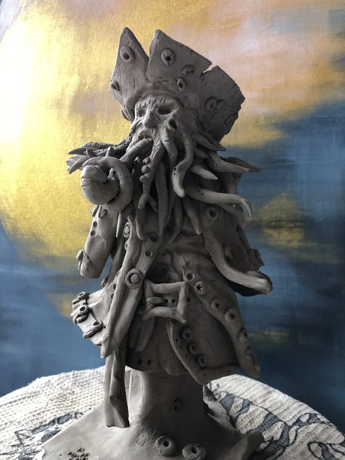 Davy Jones, ceramics) - My, Pirates of the Caribbean, Ceramics, Davey Jones, Clay, Лепка, Bill Nighy, Figurines, Miniature, Video, Vertical video, Short videos, Longpost