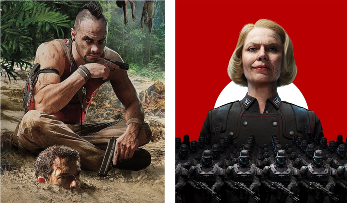 ,       , ,  3:  , Mass Effect, Days Gone, Dragon Age: Origins, Far Cry 3, GTA Vice City, Hogwarts Legacy, Dark Souls 2,  , Wolfenstein: The New Order, Wolfenstein II: The New Colossus, 