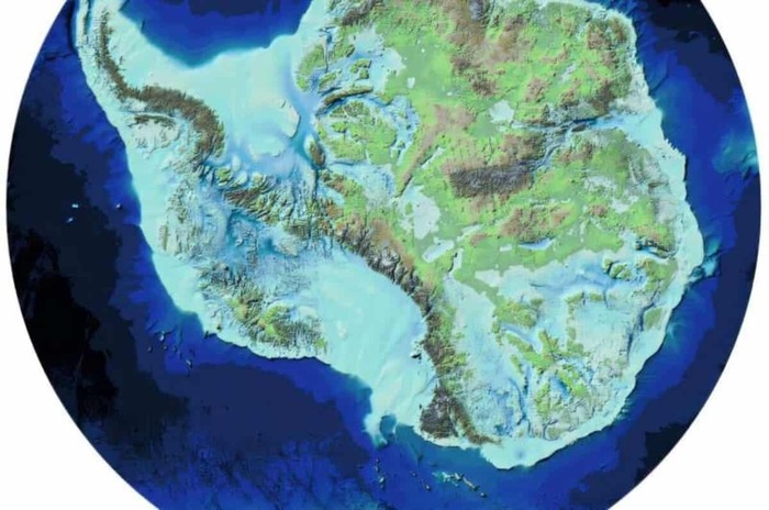 Новая карта ландшафта Антарктиды, скрытого подо льдами.