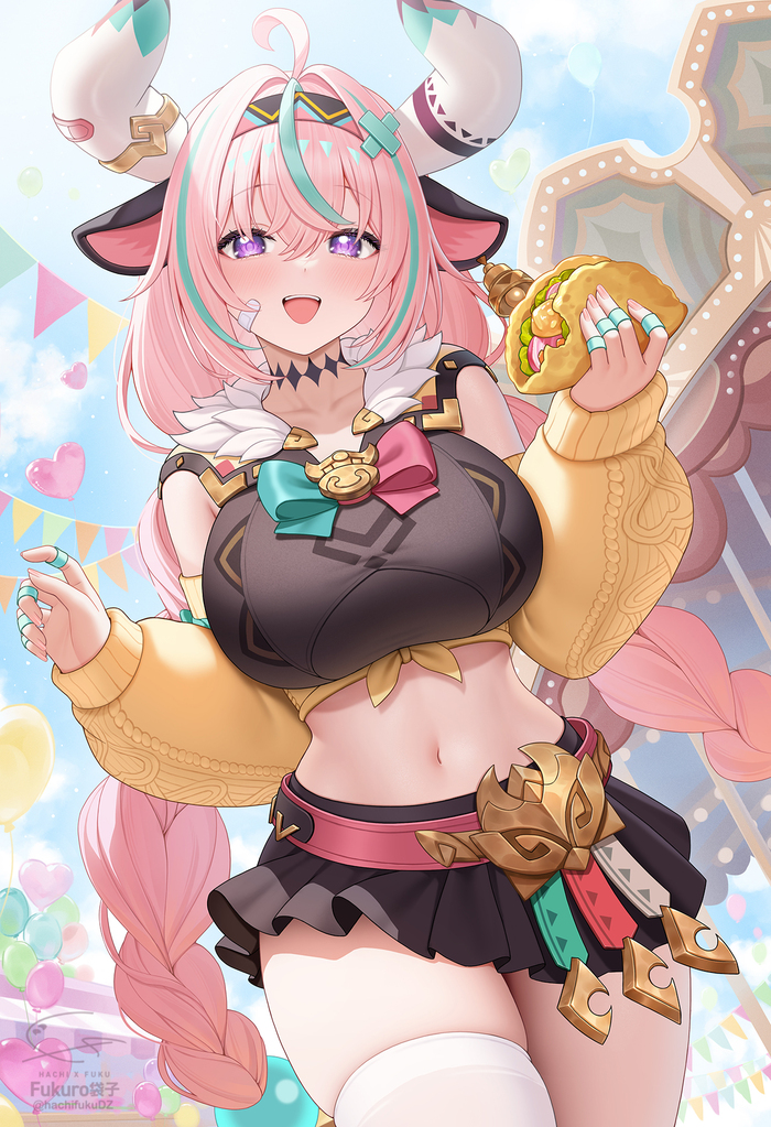 Varesa Anime Art, , Genshin Impact, Varesa (Genshin Impact),   , Fukuro, Animal Ears