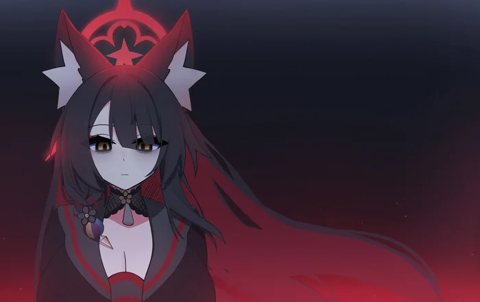 After betrayal - Anime Art, Аниме, Blue archive, Kosaka Wakamo, Animal Ears, Кицунэ, Snya Ko (silenzuka)