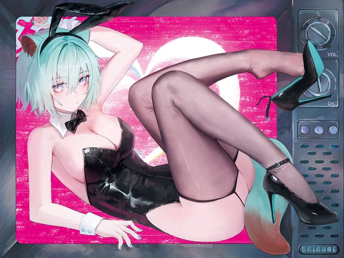   , Anime Art, , , Blue Archive, Mayoi Shigure, Bunnysuit, Bunny Ears, , Animal Ears, Ypqilf