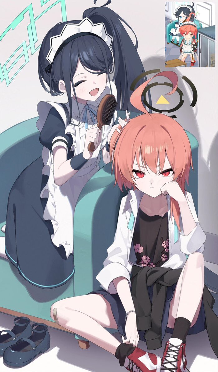 Alice and Neru Blue Archive, Mikamo Neru, Tendou Alice, Anime Art, 