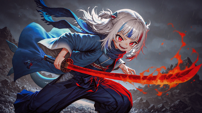 - Anime Art, , Gawr Gura, , , 2D,  , Stable Diffusion,  