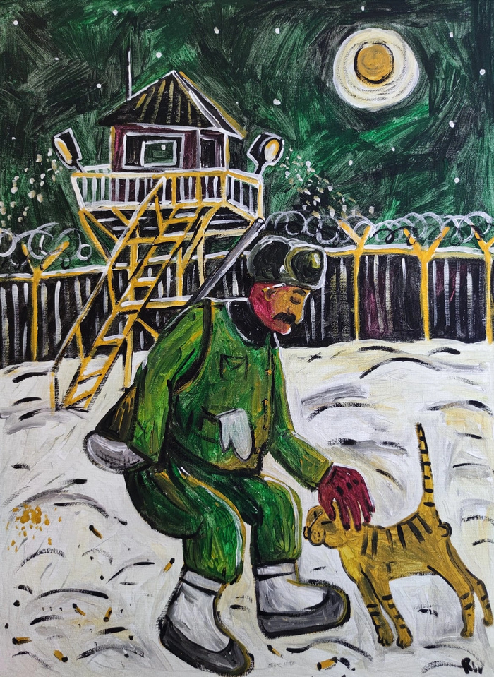 Люблю зоновскую тему.Вертухай и кот