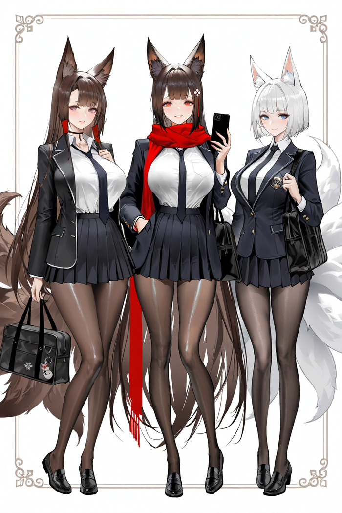  , Pixiv, Anime Art,  , Azur Lane, Animal Ears, Amagi, Akagi, Kaga