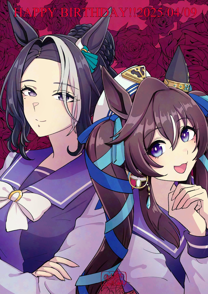 Mejiro Ramonu & Vivlos    09.04 , Anime Art, Uma Musume Pretty Derby, Mejiro Ramonu, Vivlos, Animal Ears,  