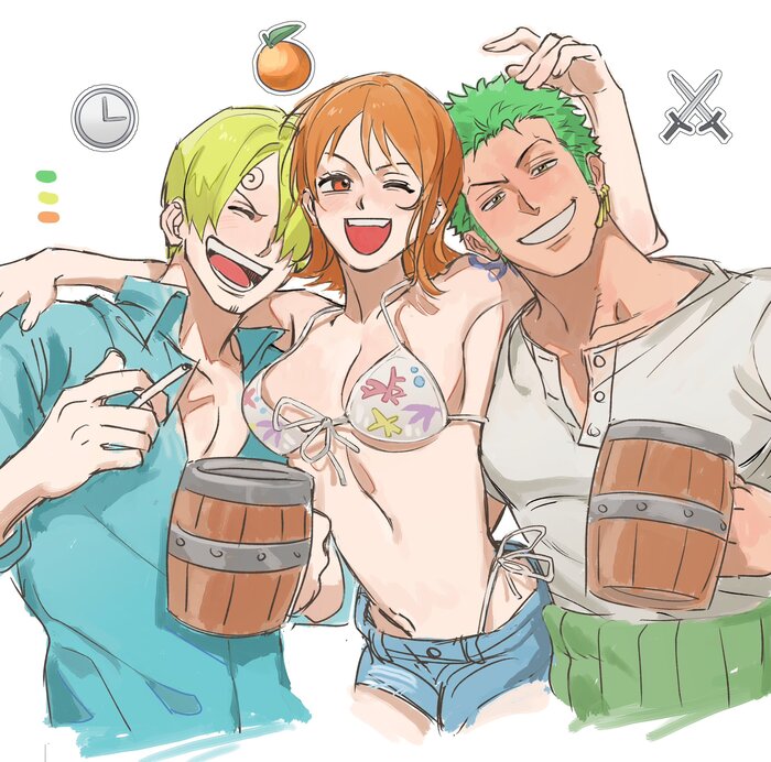       , Anime Art, Nami, Roronoa zoro, Sanji, One Piece
