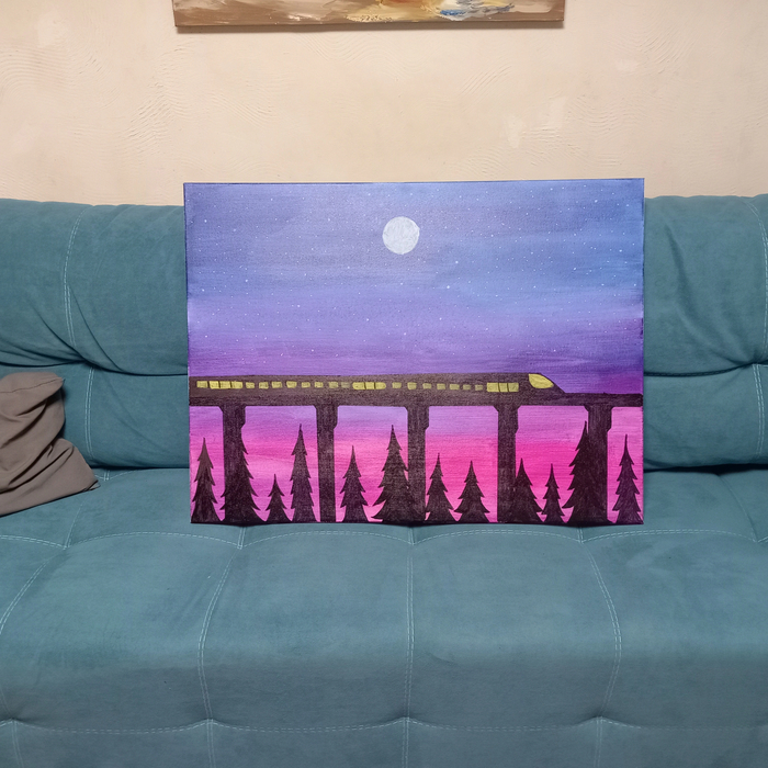 "Под дерзким углом", "Мост", "Поезд". Новые работы. Как вам? Картина, Абстракционизм, Акрил, Длиннопост