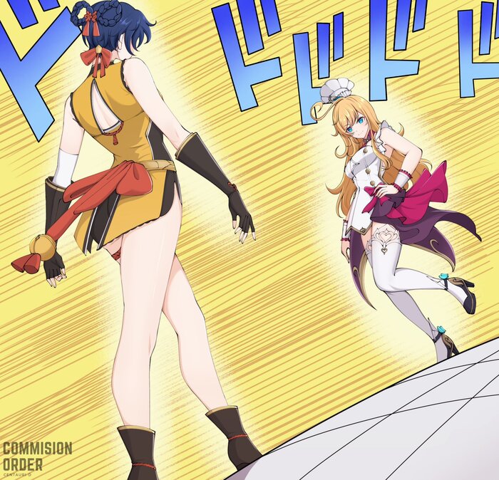   Anime Art, , Xiangling, Escoffier (Genshin Impact), Genshin Impact, JoJo Reference
