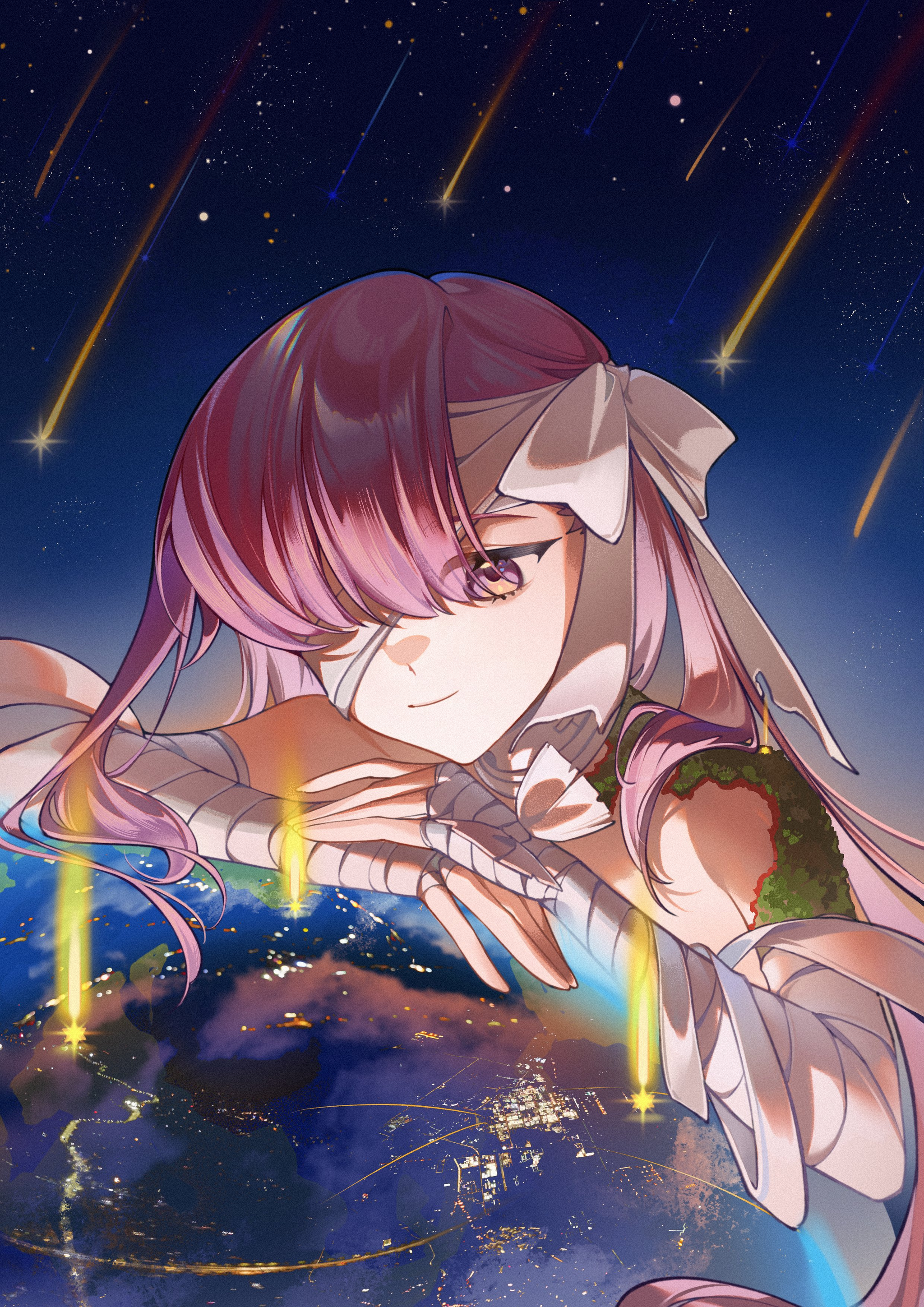 Shooting stars - Kingprotea, Anime art, Space, Planet, Tera-giantess, Fate grand order, Stars