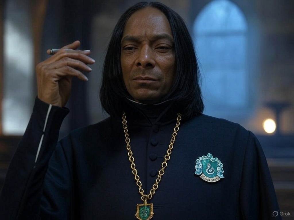 Ученики! Представляю вам вашего нового учителя зельеварения и травакурения - профессор Снейп Догг! - Северус Снейп, Гарри Поттер, Snoop Dogg, Кастинг, Сериалы, Telegram (ссылка), Арты нейросетей, Волна постов