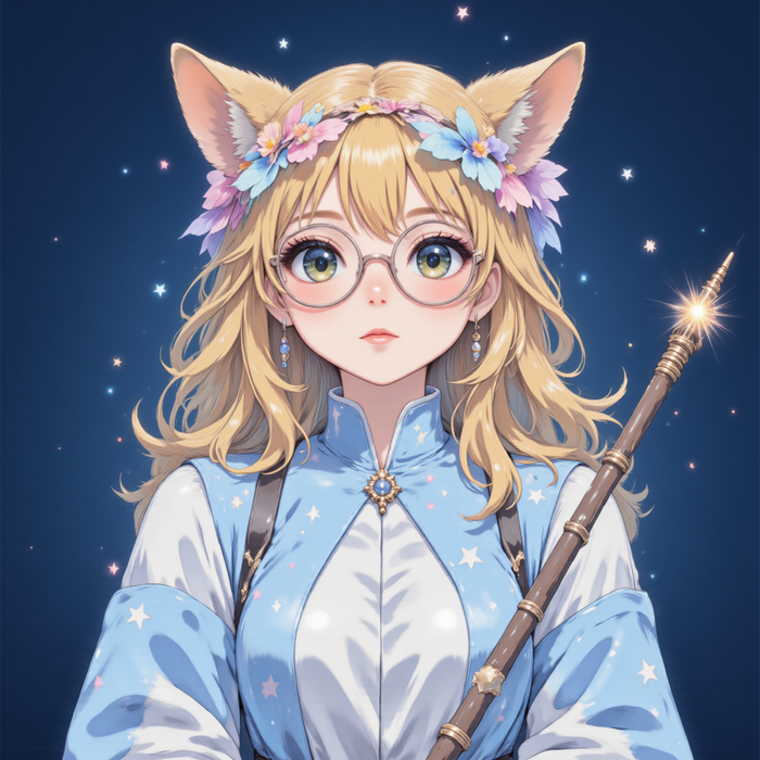 3. Девушка-волшебница с кошачьими ушками