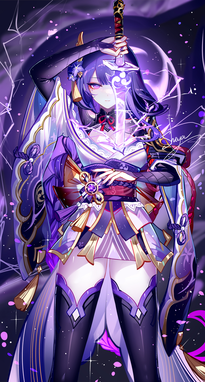  Anime Art, , Pixiv, Genshin Impact, Raiden Shogun (Genshin Impact)