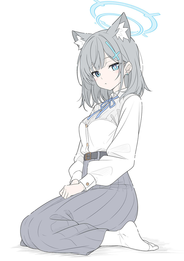  Blue Archive, Sunaookami Shiroko, , , , , Anime Art, T1kosewad, Animal Ears