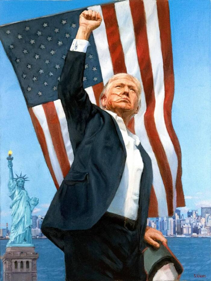 CNN показали картину, которую Путин подарил Трампу