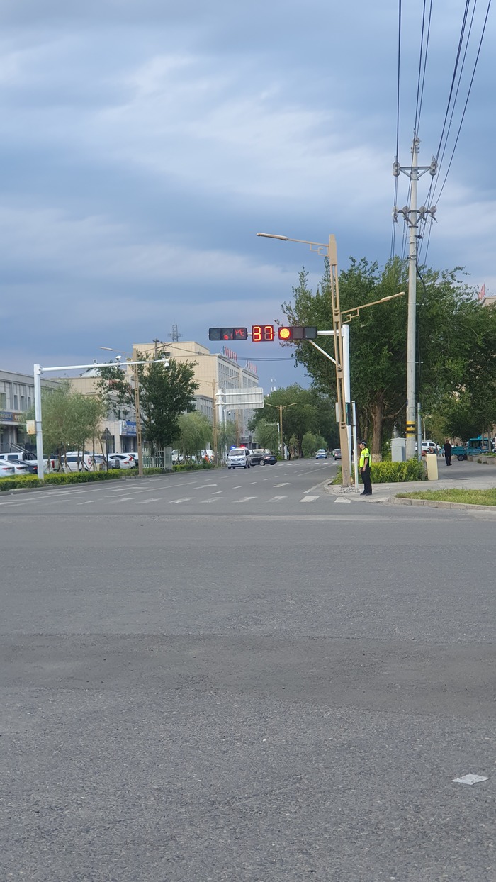 Этот полицай чисто следит за безопасностью на перекрестке. При мне через дорогу переводил ребенка.