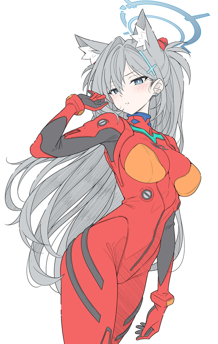  Blue Archive, Sunaookami Shiroko, , , , , Anime Art, T1kosewad, Animal Ears, , Evangelion, Asuka Langley, Shiroko Terror