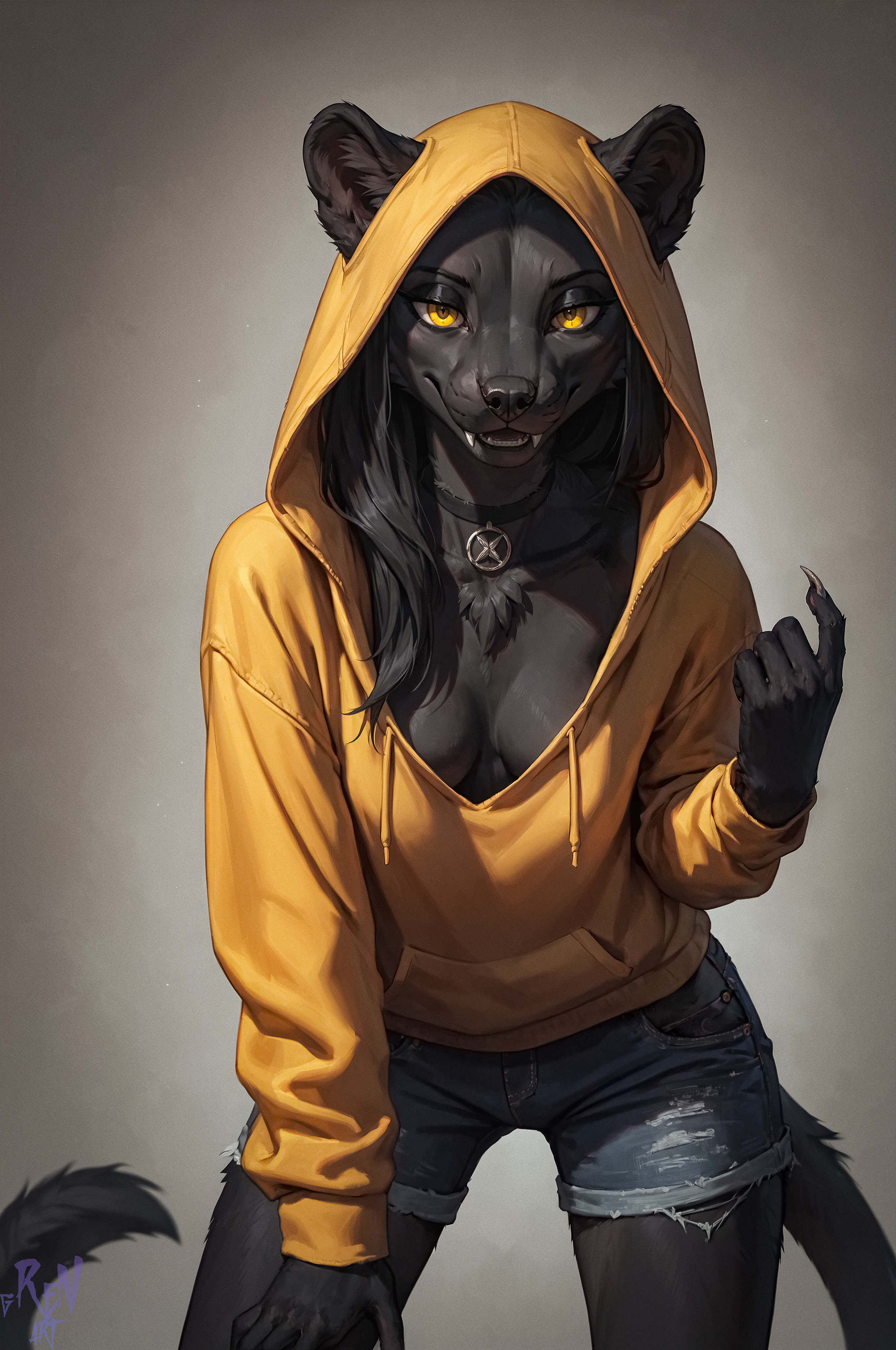 Come closer - My, Neural network art, Stable diffusion, Furry, Furry Panther, Anthro, Furry edge, Furry art, Art