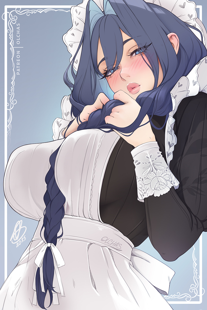 Kronii Maid , Anime Art, , Hololive, Virtual YouTuber, Ouro Kronii, , Olchas