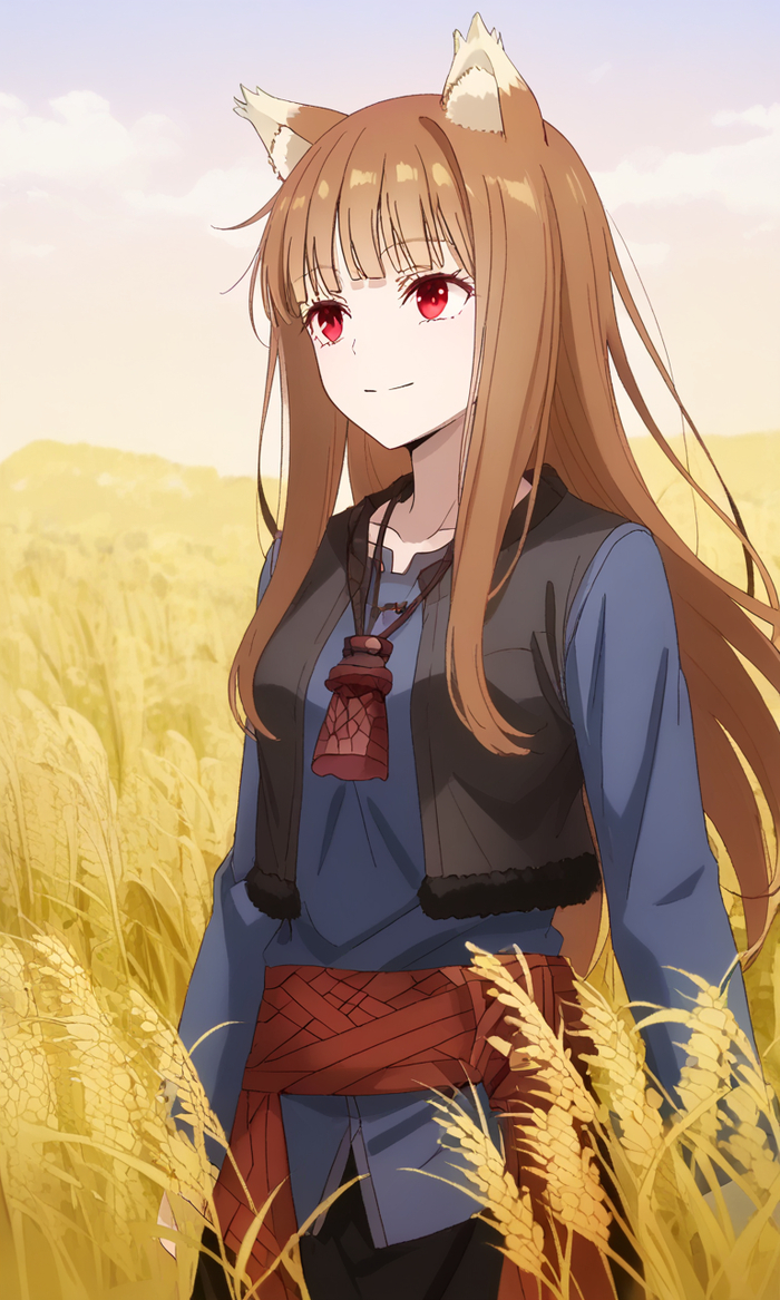  -   ,  ...  , Anime Art, , Spice and Wolf, Holo, Animal Ears