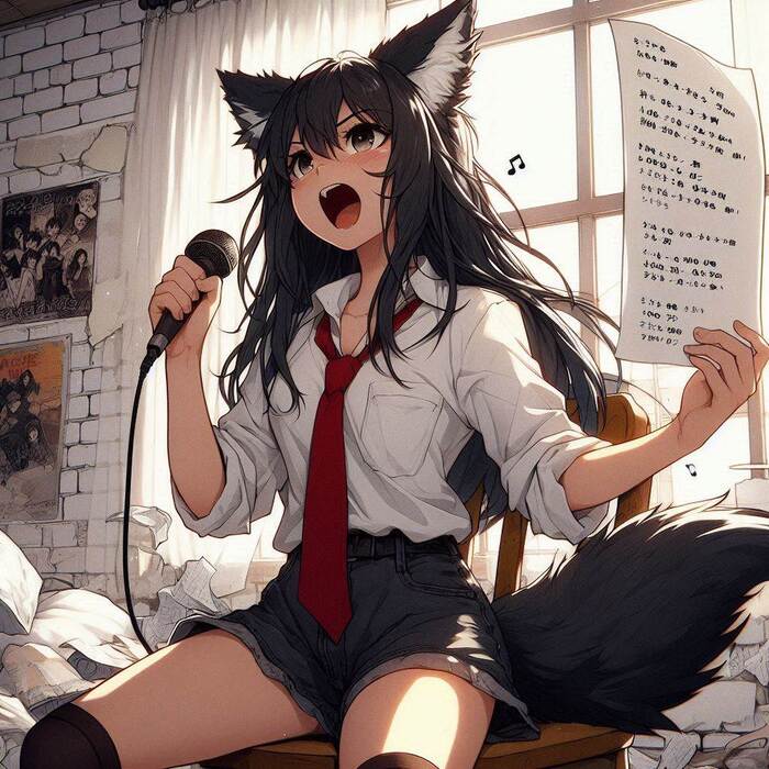 Rox Fox и муки творчества Арты нейросетей, Аниме, Anime Art, Нейронные сети, Арт, Девушки, Кицунэ, Animal Ears, Хвост, Рок, Metal, Гитара, Ginger & White, Длиннопост