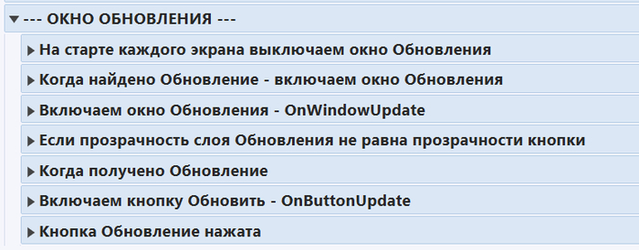 Список групп для обработки Обновления игры.