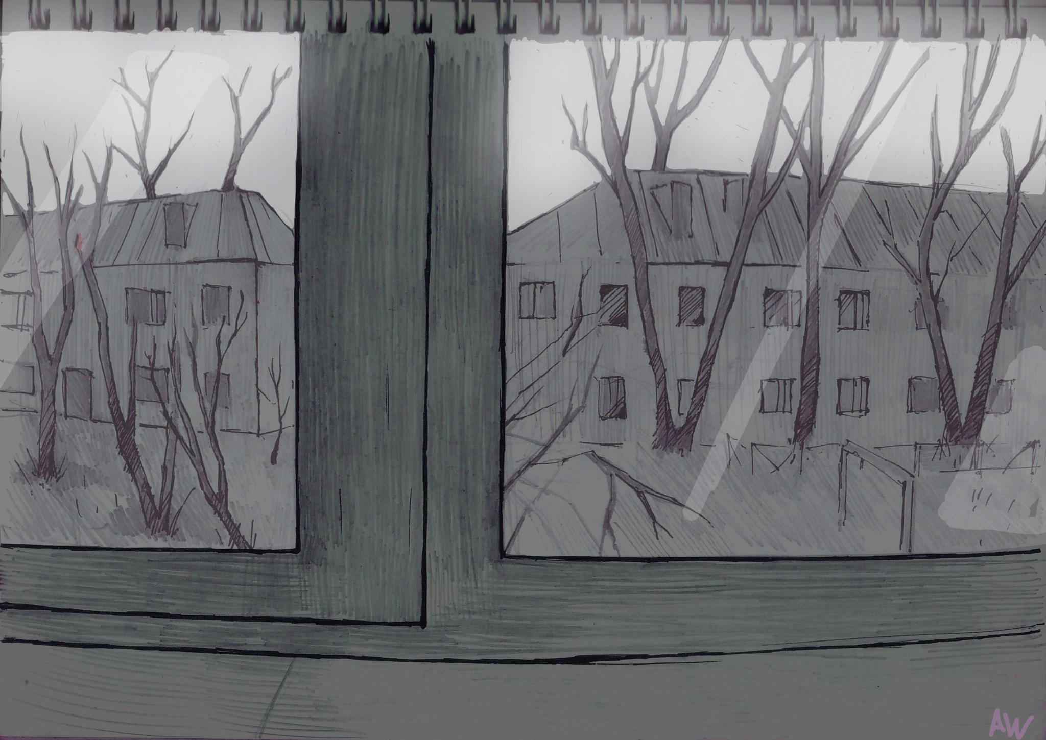 Window - My, Alien_weather, Window, Graphics, Drawing, Sadness
