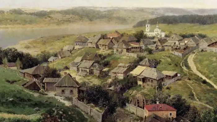 Село. Картина Г. Ярцева, 1890 год