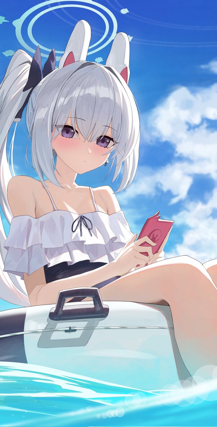Tsukiyuki Miyako #011 , Anime Art, Blue Archive, Tsukiyuki Miyako, , , , ,  , One-piece swimsuit