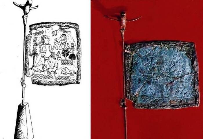 Фото металлического флага найденное в Шахдаде. Фото из интернета.