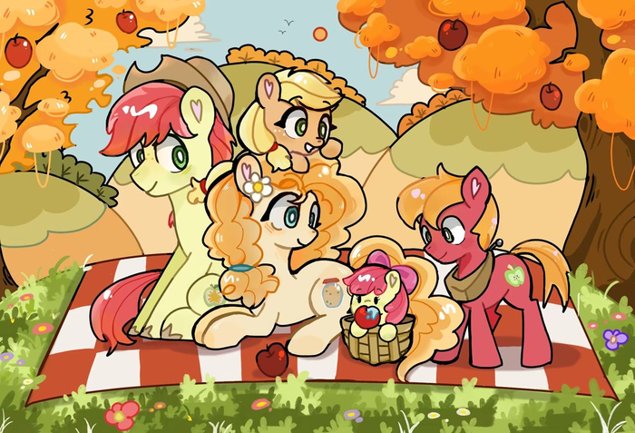  My Little Pony, Applebloom, Applejack, Big Macintosh, Bright Mac, Pear Butter