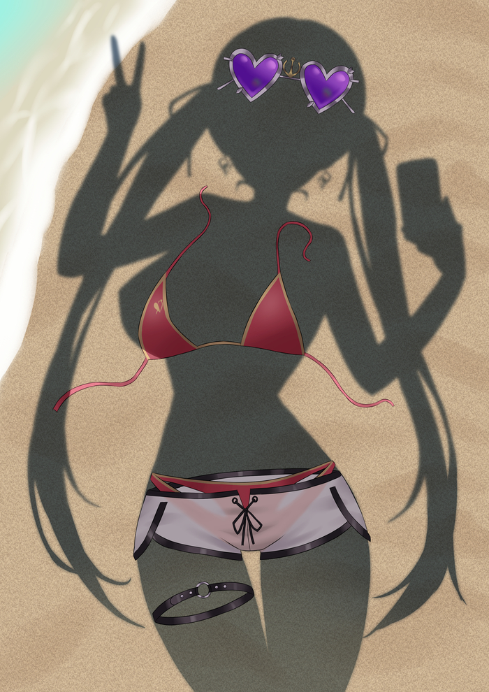 Houshou Marine #005 , Anime Art, Hololive, Houshou Marine, , , , , , Dressed shadow,  