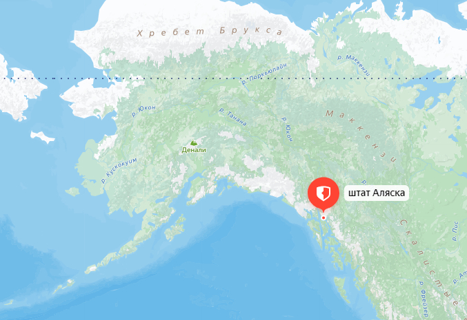 Аляска на карте