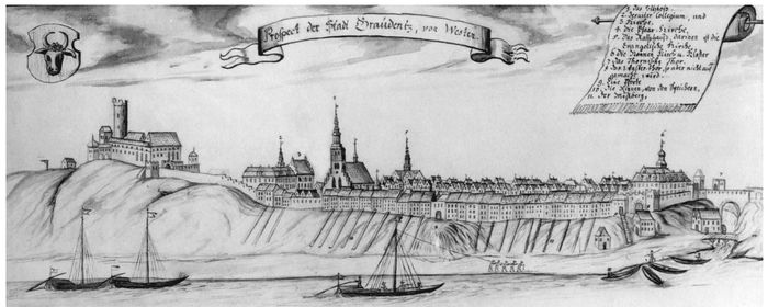 Город Свеце и замок с западной стороны в XVIII в. по А.Штайнеру (A.Steiner).