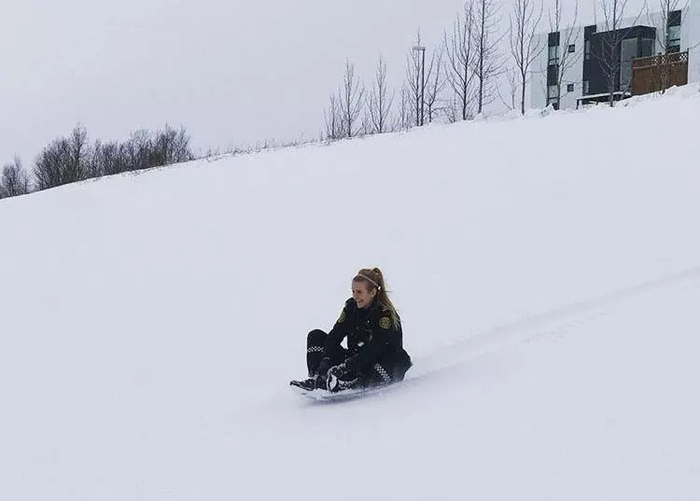 Полиции в Исландии нечего делать, они катаются на санках и кормят уточек в пруду