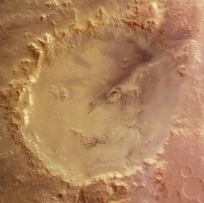 Кратер "Счастливое лицо" на Марсе.