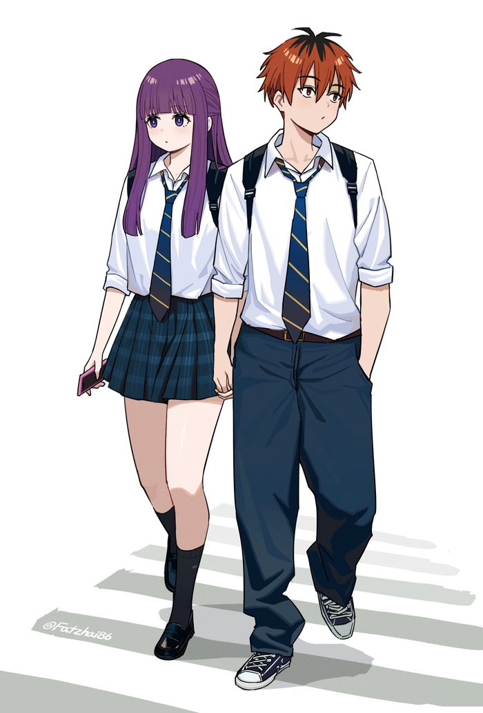  9  , Anime Art, Fern, Stark (Sousou no Frieren), Sousou no Frieren