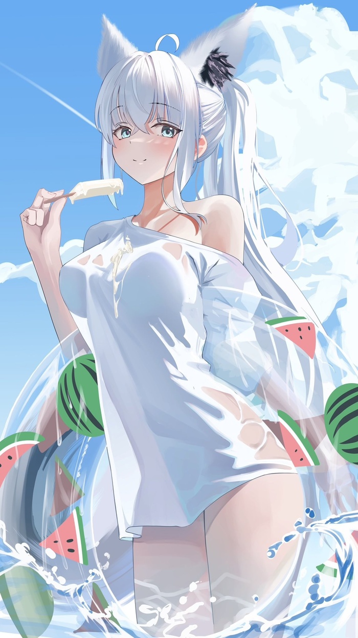Fubuki , Anime Art, Animal Ears, Shirakami Fubuki, Hololive