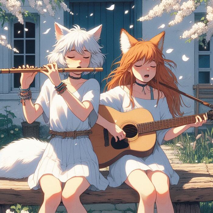    , , , Anime Art, ,  , Original Character, , Animal Ears, , , , , , Ginger & White, 