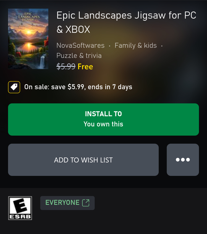  Microsoft! Epic Landscapes Jigsaw Xbox, , , , Microsoft, , 