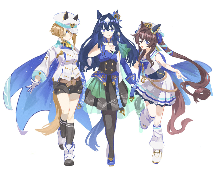 Cheval Grand, Verxina & Vivlos , Anime Art, Uma Musume Pretty Derby, Cheval Grand, Verxina (Uma Musume), Vivlos, Animal Ears, , Twitter ()