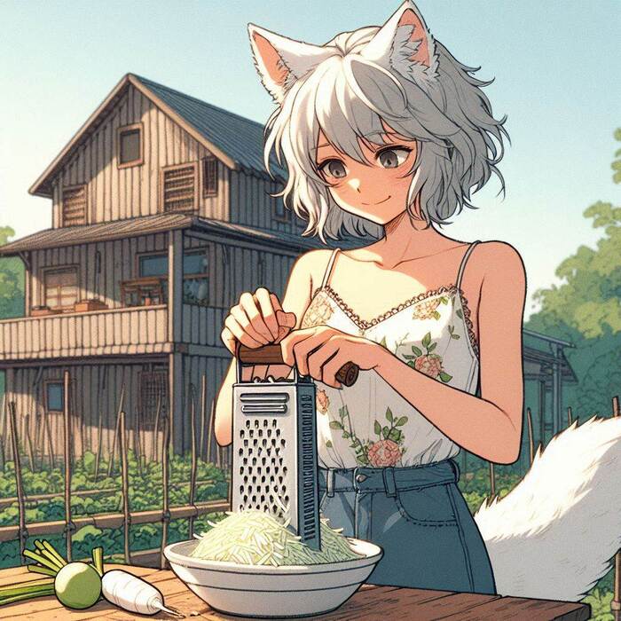 Дайкон! Арты нейросетей, Аниме, Anime Art, Арт, Нейронные сети, Девушки, Кицунэ, Animal Ears, Original Character, Хвост, Дайкон, Огород, Ginger & White, Длиннопост