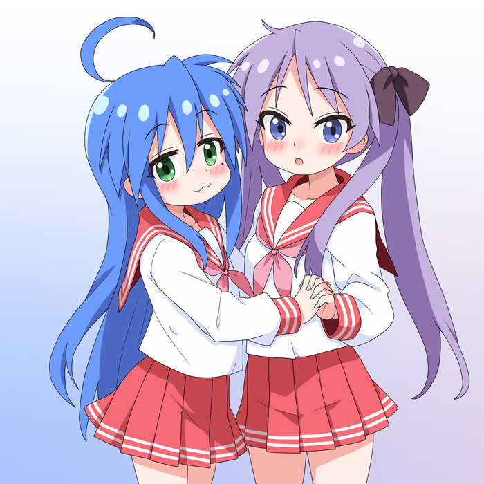 Konata & Kagami Anime Art, , Lucky Star, Konata Izumi, Hiiragi kagami, Pixiv,  