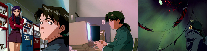 Мисато и Кадзи. Кадзи шпионствует.