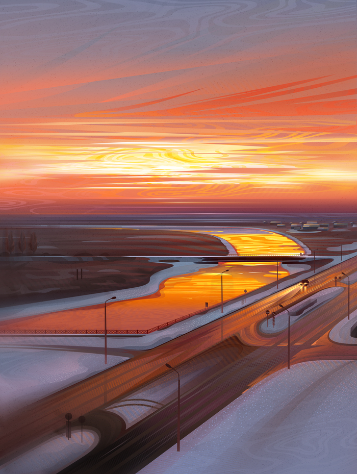 Magnetic road | Vector landscape , , , , , ,   , ,  , 