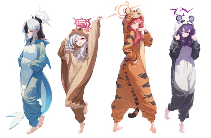    , Anime Art, Blue Archive, Onikata Kayoko, Asagi Mutsuki, Rikuhachima Aru, Igusa Haruka, 
