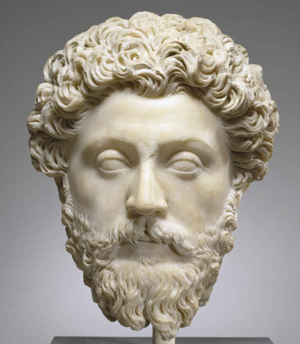 Скульптурный портрет головы Марка Аврелия. Балтимор (США). Коллекция Дона Марчелло Массаренти, Рим; Генри Уолтерс, Балтимор, 1902, покупка; Художественный музей Уолтерсов, 1931, по завещанию.
