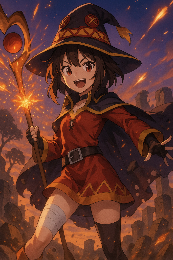   "    !" Megumin, Konosuba, Anime Art, Dall-e, ChatGPT,  ,   , 